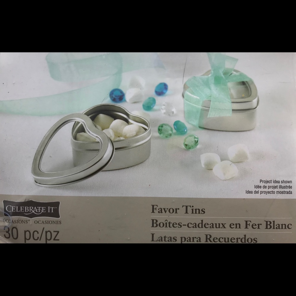 Heart Metal Tins; 30 Count; For showers/weddings